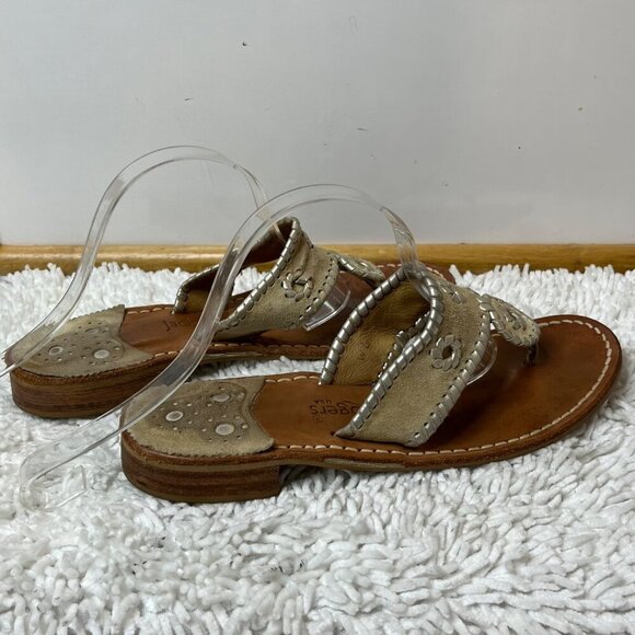 Jack Rogers Signature Jack's Flat Sandal Platinum Silver Size 9‎ - Picture 1 of 6